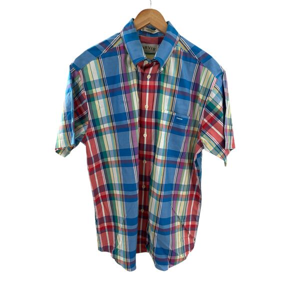 Orvis Plaid Short Sleeve Button Up Shirt Large Multicolor Outdoors Casual Cotton - Picture 1 of 7